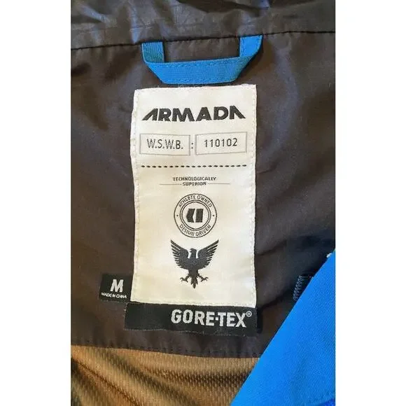 Armada Hooded Gore Tex Ski Snowboard Jacket Size Medium Men’s Blue Full Zip